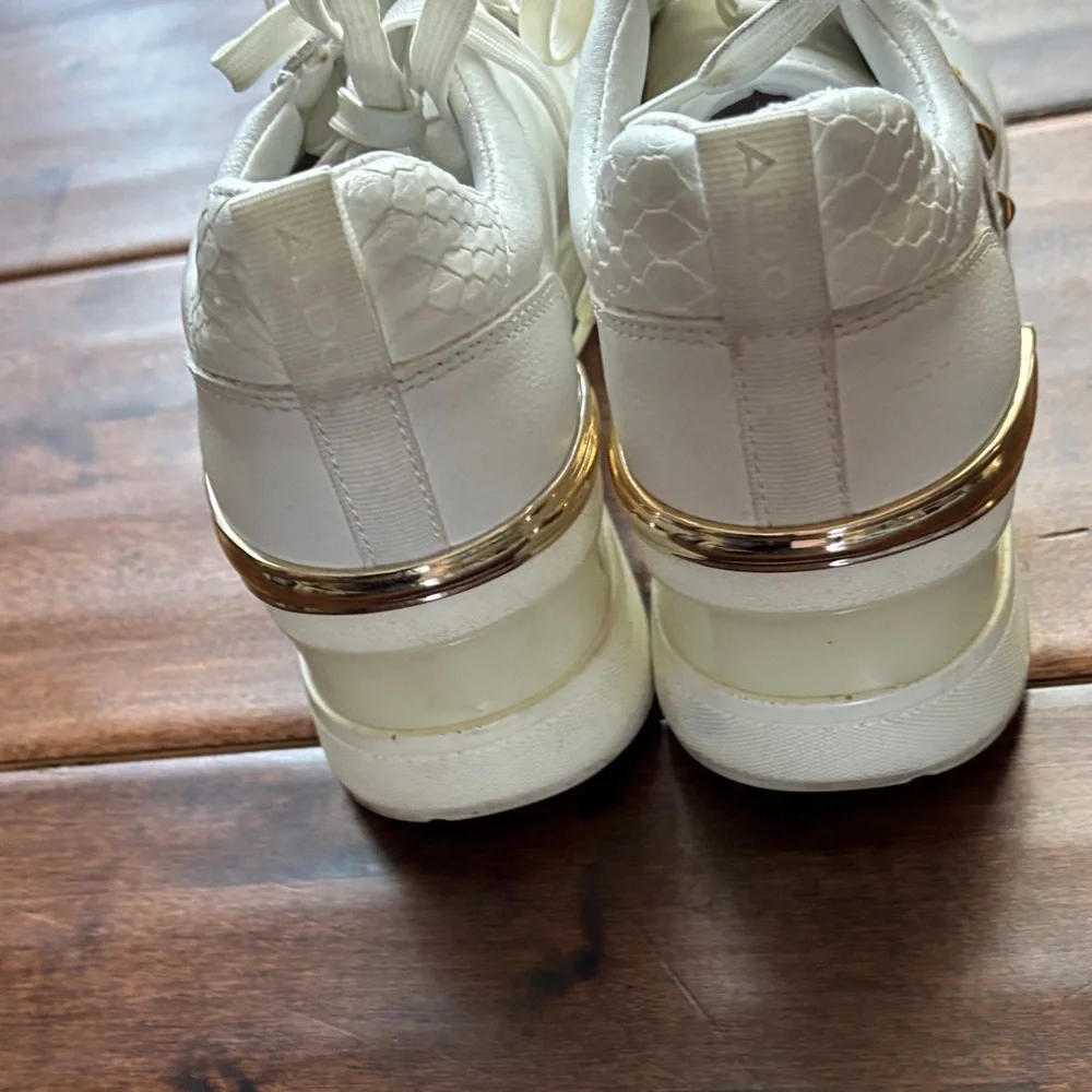 Aldo Women's White Leather Sneakers - Picture 7 of 10